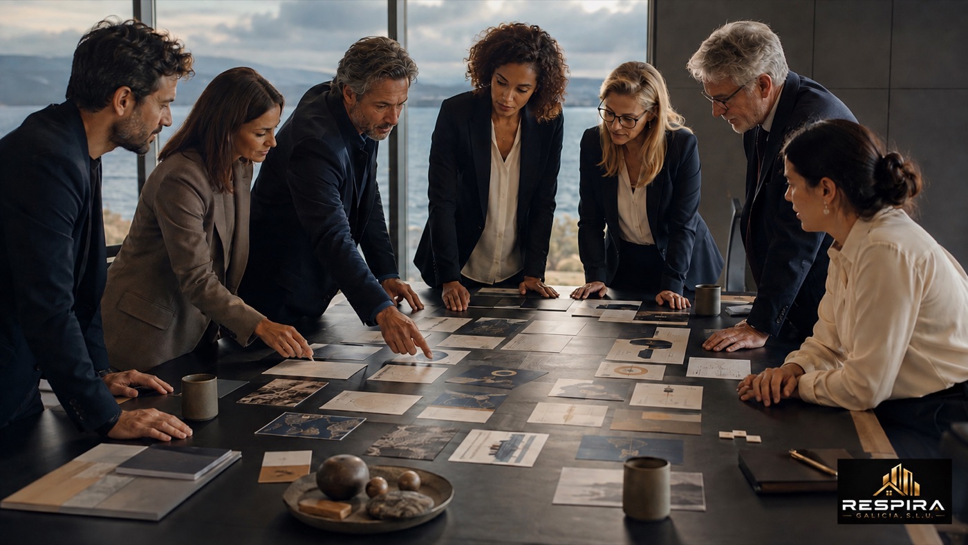 Equipo profesional diseñando una estrategia de colaboración